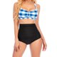thumbnail image 1 of Conjunto de bikini bandeau para mujer, bañador sexy de cintura alta, traje de baño push up, tankini retro con cuello halter y relleno, 1 of 5