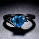 thumbnail image 1 of Love Aquamarine Zircon Black Metal Anillo en forma de corazón Joyería de compromiso de boda Wmkox8yii fajkfhkj2990, 1 of 6