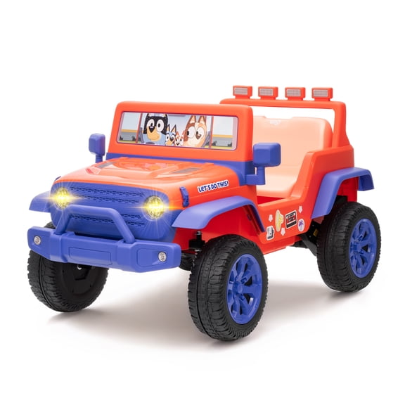 Bluey 12V Electric 1 Seat Ride-On for Kids with Music, USB Port, Working Headlights, and Forward/Reverse Drive, Top Speed 3.5 Mph