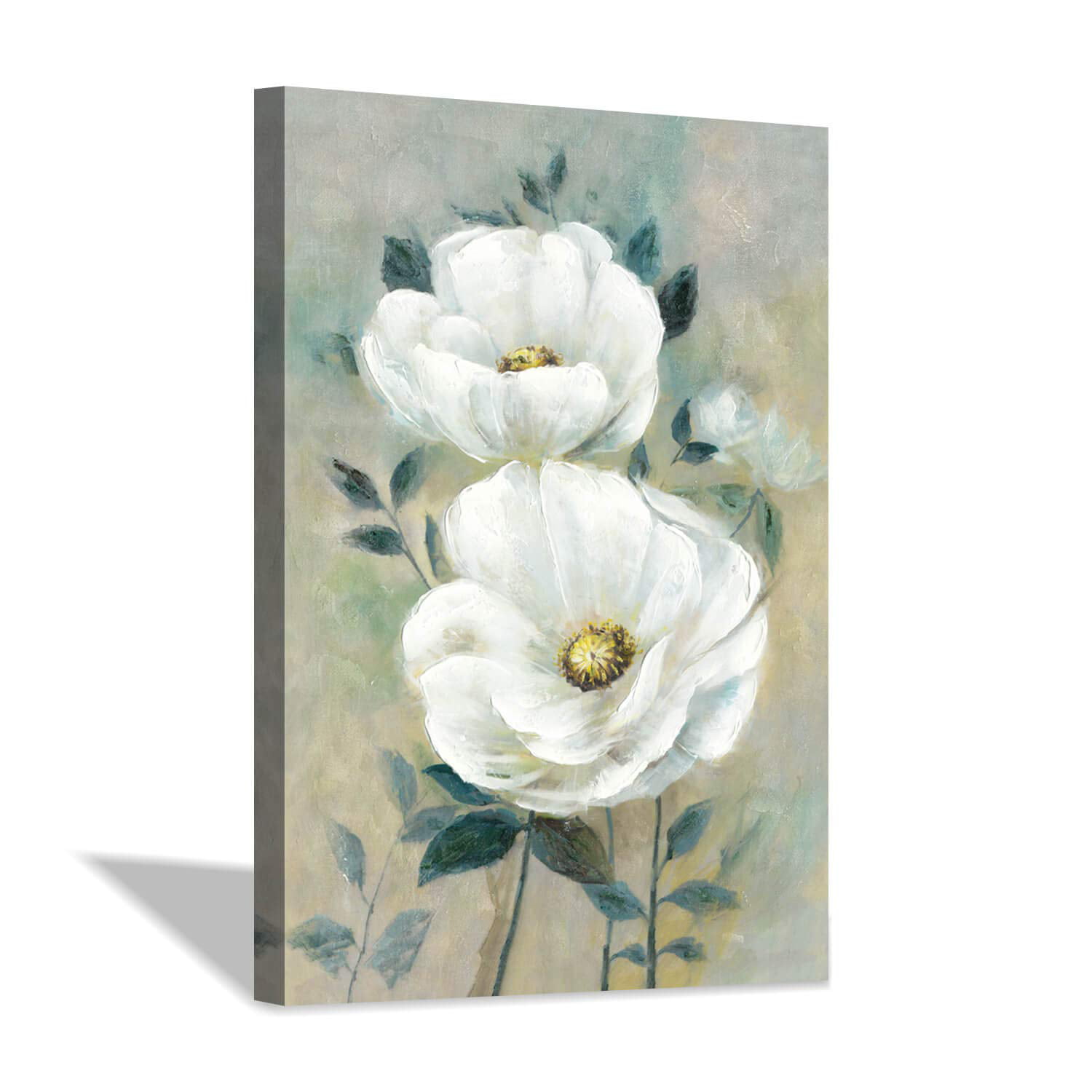 LIVEDITOR Blooming White Flowers Wall Art Print Painting Floral Picture ...