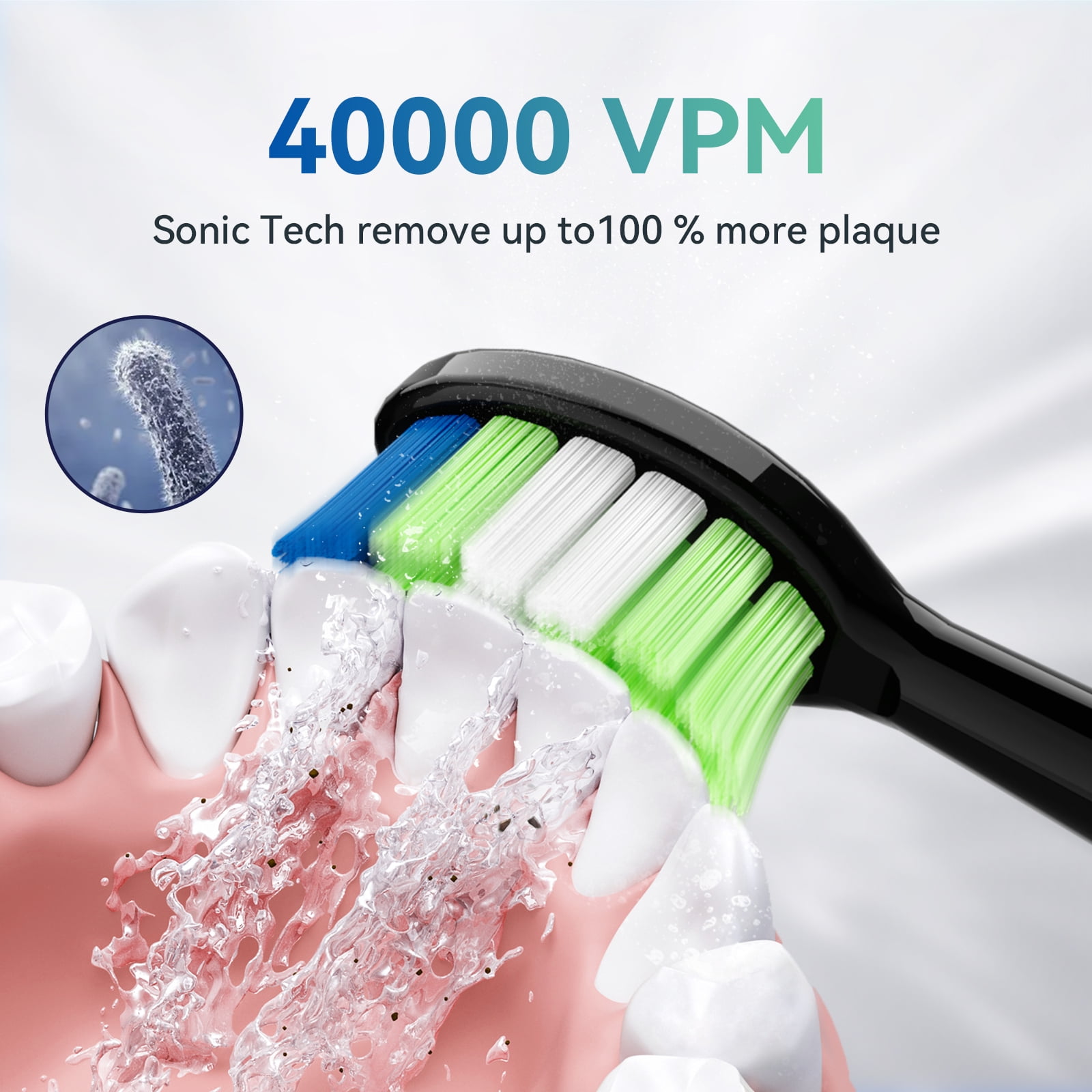 JTF Sonic Smart Toothbrush Genuine Standard Brush Heads, 4 Pack, Black, P200