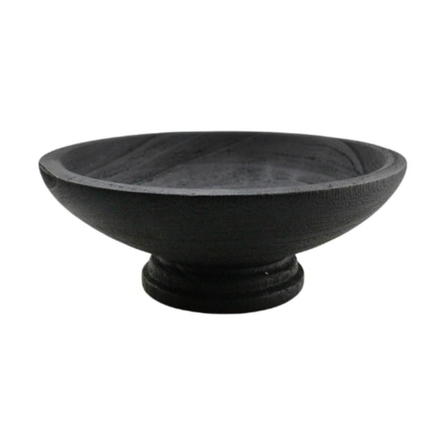Cuenco de pedestal decorativo Frutero de madera Cuenco de madera para servir Cuenco de madera para desayuno negro