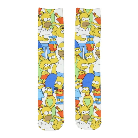 The Simpsons Men's Novelty Simpsons Family Collage All Over Print Sublimated Photoreal Crew Socks Shoe Size 6-12