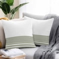 thumbnail image 2 of Modern Sage Outdoor Pillow Covers Set of 2 Green Classic Stripe Waterproof Throw Pillow Case Decorative Square Cushion Cover for Patio Couch Garden Balcony, 24"x24", 2 of 9