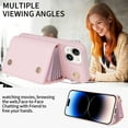 thumbnail image 6 of Crossbody Wallet Case for iPhone 14 Plus Card Slots Holder, Magnetic Snap Flip Folio Purse Case PU Leather Handbag with Detachable Shoulder Strap for iPhone 14 Plus, Pink, 6 of 9