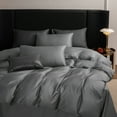 thumbnail image 4 of MooMee Duvet Cover Set Queen 600-TC 100% Extra Long-Staple Cotton Sateen Silky Smooth Luxury (Dark Grey), 4 of 6