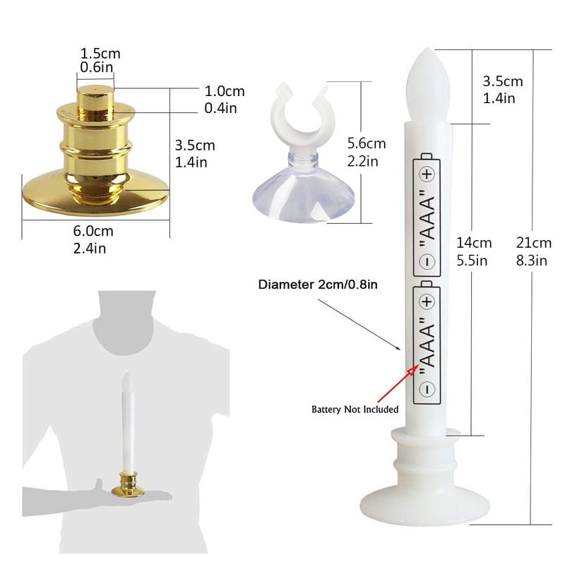 10Pack Flameless Taper Candles with Remote Timer Battery Operated, Flickering LED Window Candles with Suction Cups for Christmas Holiday Home Wedding