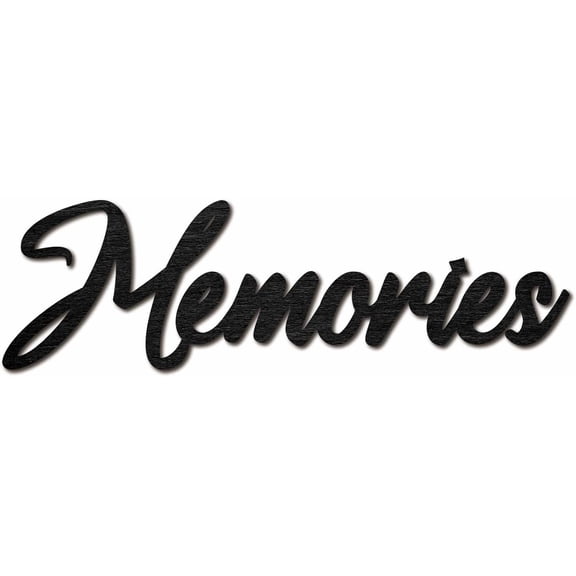 Memories Word Cutout Sign Laser Cut Wood Letter Sign Black Wall Decor Unfinished Wooden Signs Wall Art Basswood Hanging Sculpture Decor for Crafts DIY Farmhouse Living Room 11.9x3.5Inch