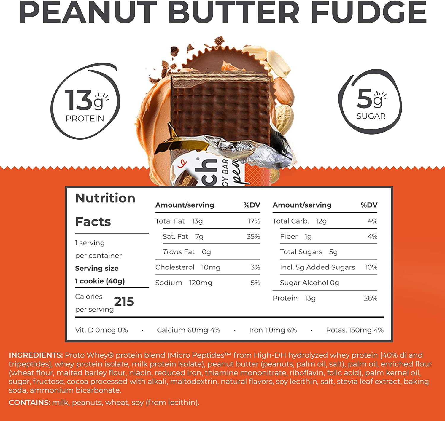 Power Crunch Protein Energy Wafer Bar – Peanut Butter Fudge (12-Pack)