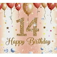 thumbnail image 4 of Sparkling 14th Birthday Backdrop Banner with Glittery Stars and Swirls Happy Birthday Party Decorations Photography Props Party Supplies Background, 4 of 7