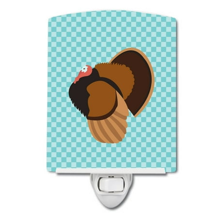 

Caroline s Treasures BB8160CNL Bronze Turkey Blue Check Ceramic Night Light 6x4x3 multicolor