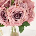 thumbnail image 2 of Efavormart 2 Bushes | 17" Dusty Rose Premium Silk Open Rose Flower Bouquet, Artificial Wedding Floral Arrangements, 2 of 11