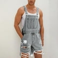 thumbnail image 4 of DDAPJ pyju Summer Saving Clearance! Mens Denim Overalls Shorts Jean Bib Jumpsuit Casual Walkshort Summer Romper with Pockets Gray XXXL, 4 of 8