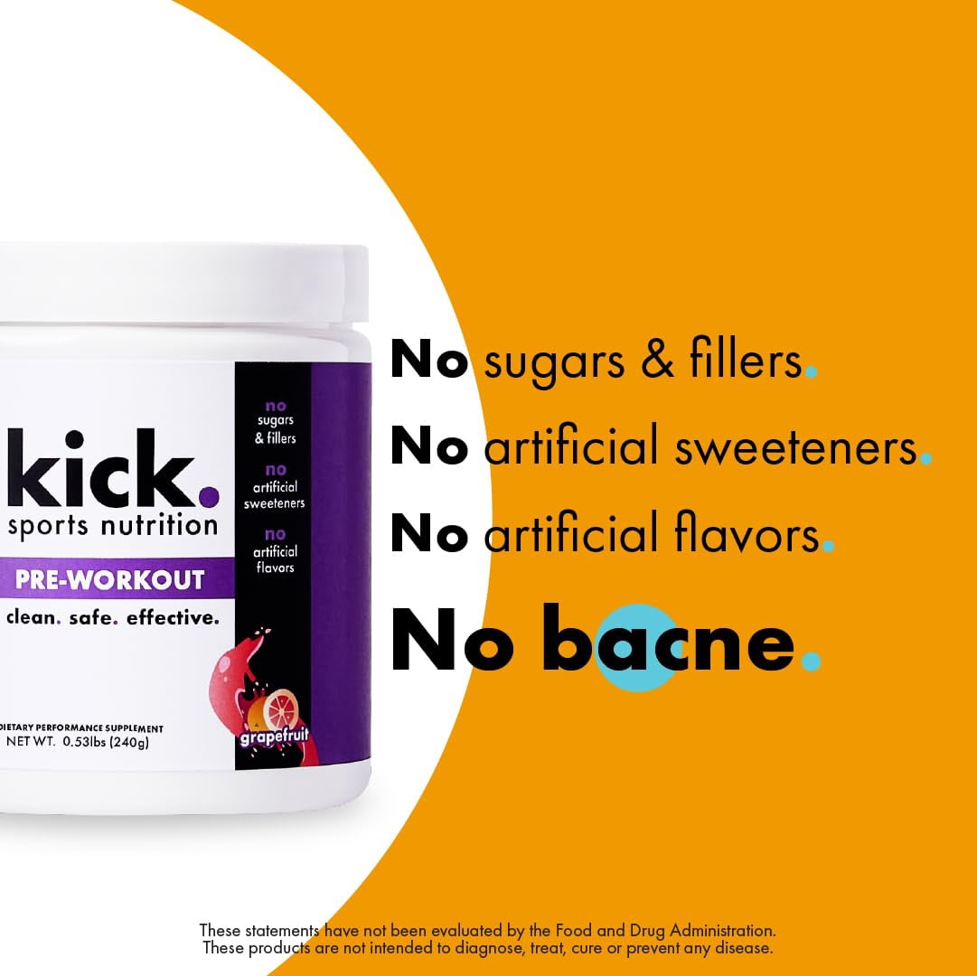 Kick Pre Workout Powder, Grapefruit Flavor