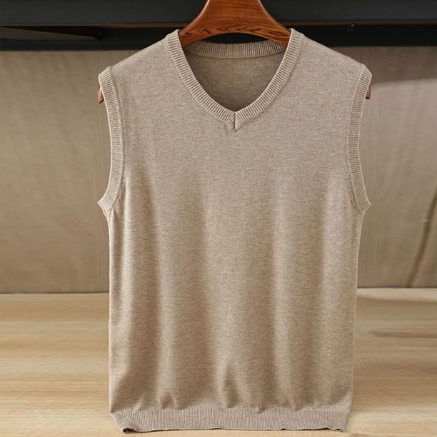 pstuiky Camisetas interiores de tirantes para hombre, Suéter camisola sin mangas de color liso con cuello en V para hombre Chaleco para hombre l