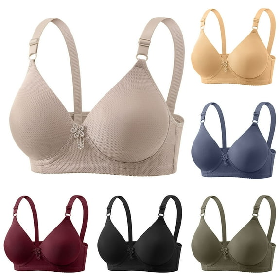 WRKEKC Wireless Bras for Women, Women's Daily Adjustable Underwear Gathered Thin Bra without Steel Ring