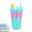 450ml blue, variant on Ice Cream Drip Reusable Cups with Chickens Statue, Lids, and Straw, Iced Coffee Tumbler Cold Drinking Travel Mug Water Bottle Summer Party Supplies, for Picnic Party Birthday