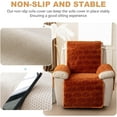 thumbnail image 4 of TOPCHANCES Plush Recliner Chair Cover, Faux Rabbit Fur 1-Seater Sofa Cover, Washable Armchair Protector with Adjustable Elastic Belt for 23 Inches Recliner (Coffee), 4 of 11