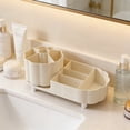 thumbnail image 6 of Rotating Makeup Organizer, Staron 360 Degree Swivel Cosmetic Storage Box, Large Capacity Multi-Compartment Vanity Organizer For Brushes Lipsticks Eyeshadow, Beige, 6 of 6