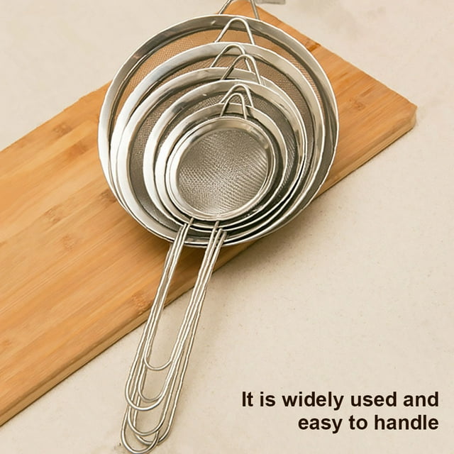 Fine Mesh Strainer for Kitchen Stainless Steel Tea for Kitchen Fine Colander Long Handle Food Sifter Flour Sieve Baking Tool, 7cm
