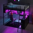 thumbnail image 5 of Harper & Bright Designs Full Size Gaming Loft Bed with Desk and LED Lights, Metal Loft Bedframe with 4 Storage Shelves for Adults, Black, 5 of 13