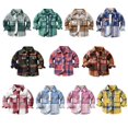 thumbnail image 2 of Baozhu Fashion Children Boys Shirt Classic Plaid Kids Toddler Long Sleeve Lapel Wool Single-Breasted Shirts Clothes Tops, 2 of 5