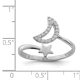 thumbnail image 5 of Primal Silver Sterling Silver Rhodium-plated Cubic Zirconia Moon and Star Ring, 5 of 7