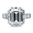thumbnail image 2 of BERRICLE Sterling Silver Halo Wedding Engagement Rings Step Emerald Cut Cubic Zirconia CZ Vintage Inspired Art Deco Ring for Women, Rhodium Plated Size 6, 2 of 9