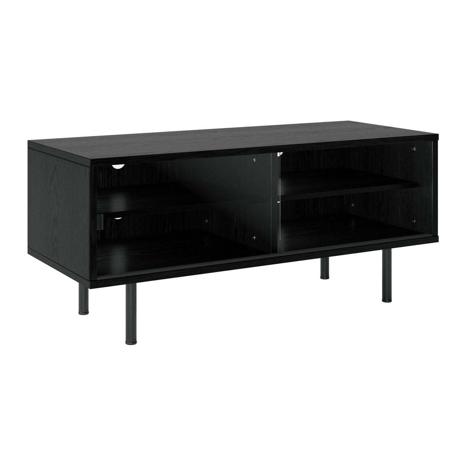 CorLiving Fresco Black Engineered Wood Modular 4 Shelf TV Stand with Glass Doors for TVs up to 55"