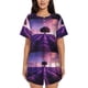 thumbnail image 1 of Fotbe Lavender Field Sunset Conjunto de Pijama Estampado para Mujer, 2 Piezas, Ropa de Dormir con Camiseta de Manga Corta y Shorts Suaves-X-Large, 1 of 6