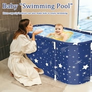Beuway 47in Large Foldable Bathtub for 2 People, Portable Adults Kid Tubs for Hot Ice Bath,Blue