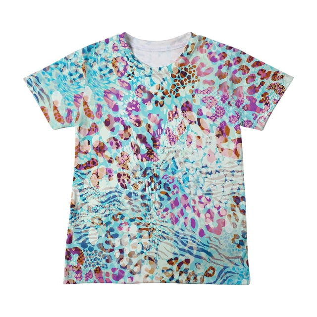 Hauts d'Été Décontractés Filles Garçons Mode Manches Courtes Dégradé Imprimé Hauts Col Rond Enfant T-Shirt Ample d'Été
