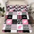 thumbnail image 2 of Manfei Kawaii Pink Buffalo Full Size Sheets for Kids, Art Abstract Patchwork Bed Sheets, Rustic Farmhouse Elephant Sheet Sets, Luxury Bedroom Decor, 4pcs, 2 of 7
