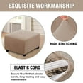 thumbnail image 3 of Square Ottoman Covers Ottoman Slipcovers Folding Storage Stool Furniture Protector Form Fit with Elastic Bottom, Stretch High Spandex Small Checks Jacquard Fabric Khaki XL 35"- 44", 3 of 11