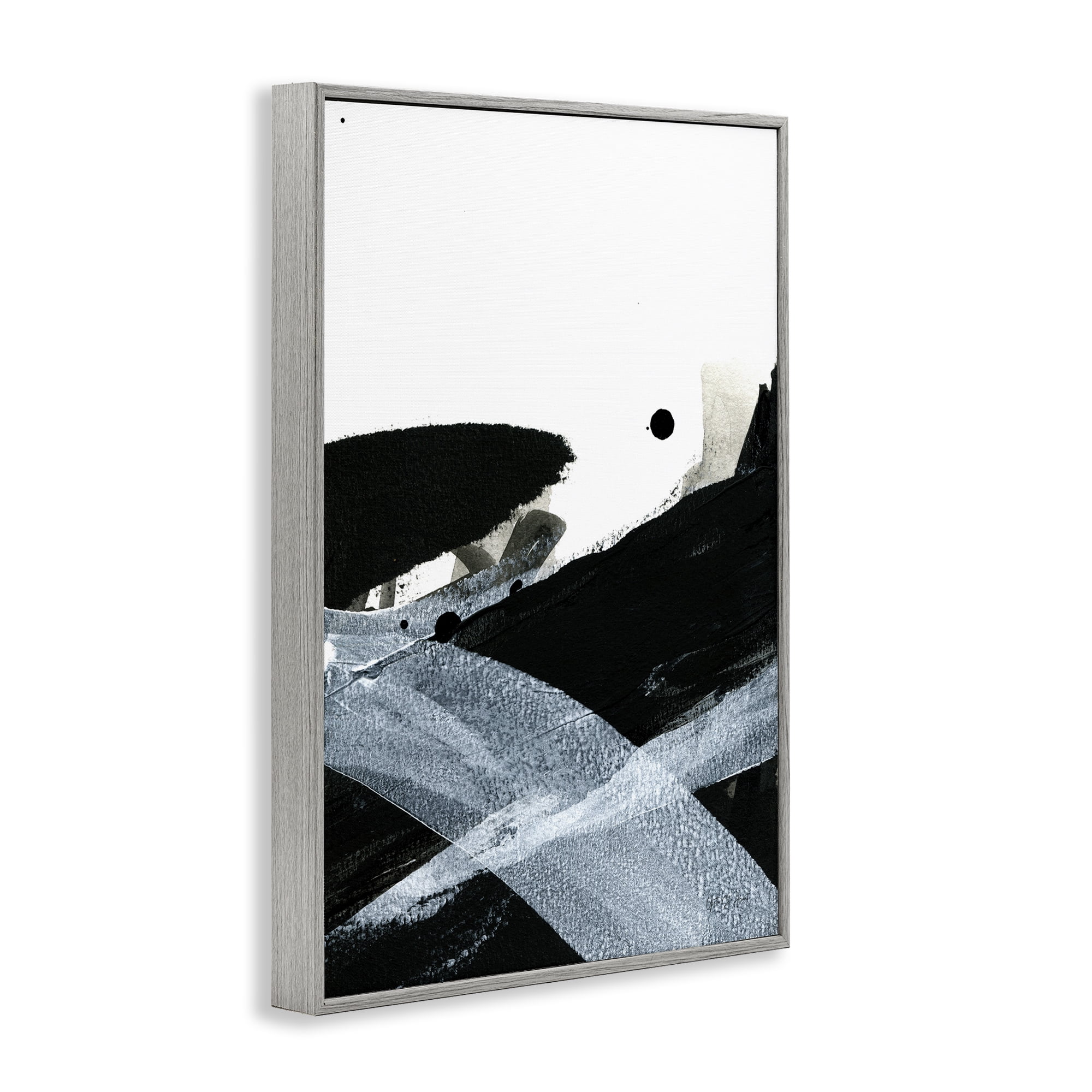Stupell Industries Bold Gradient Movement Abstract Painting Gray Framed Art Print Wall Art, 16 x 24
