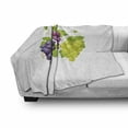 thumbnail image 3 of Vineyard Soft Flannel Fleece Throw Blanket, 3 Clusters of Ivy Burgundy Region Blending Fresh Agriculture Picture Artwork, Cozy Plush for Indoor and Outdoor Use, 50" x 60", Purple Green, by Ambesonne, 3 of 6