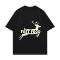 thumbnail image 4 of Black T-Shirt Fast Food Deer Print Casual Wear For Men And Women, 4 of 4