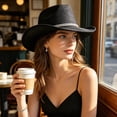 thumbnail image 4 of Glitter Cowboy Hat, Polyester Wide Brim Western Cowgirl Hat with Rhinestone Band, One Size 56-58cm for Concert Party, 4 of 4
