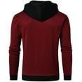 thumbnail image 2 of Neiku Mens Zipper Hoodie Casual Hooded Sweatshirt Fleece Jacket Burgundy-2XL, 2 of 6