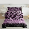 thumbnail image 2 of jejeloiu Cheetah Print Full Size Comforter Sets,Leopard Pattern Bedding Comforter Set,Purple Bling Print Bedding Sets For Teens Kids,Breathable Home Decor Reversible,3 Pieces, 2 of 8