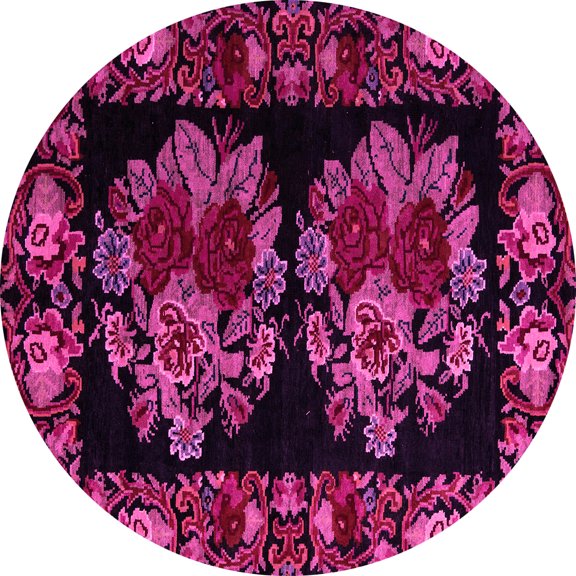 Ahgly Company Indoor Round Medallion Pink French Area Rugs, 4' Round