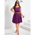 thumbnail image 4 of SHOWMALL Plus Size Sleeveless Summer Dress for Women, Keyhole Cutout Pleated Neck Purple 3X A-Line Dress with Pockets, Soft Casual Sun Dress, 4 of 6