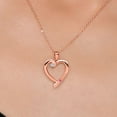 thumbnail image 3 of Gem Stone King 18K Rose Gold Plated Silver Lab Grown Diamond and Pink Sapphire Heart Pendant Necklace for Women | 0.19 Cttw | Gemstone April Birthstone | Round 3.5MM | With 18 inch Chain, 3 of 6