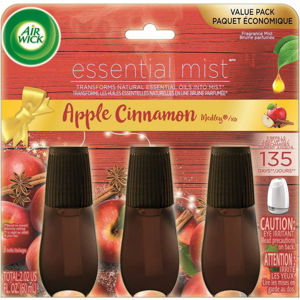 Air Wick Essential Mist Refill, 3 ct, Apple Cinnamon Medley, Essential