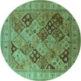 thumbnail image 1 of Ahgly Company Indoor Round Oriental Turquoise Blue Industrial Area Rugs, 8' Round, 1 of 4