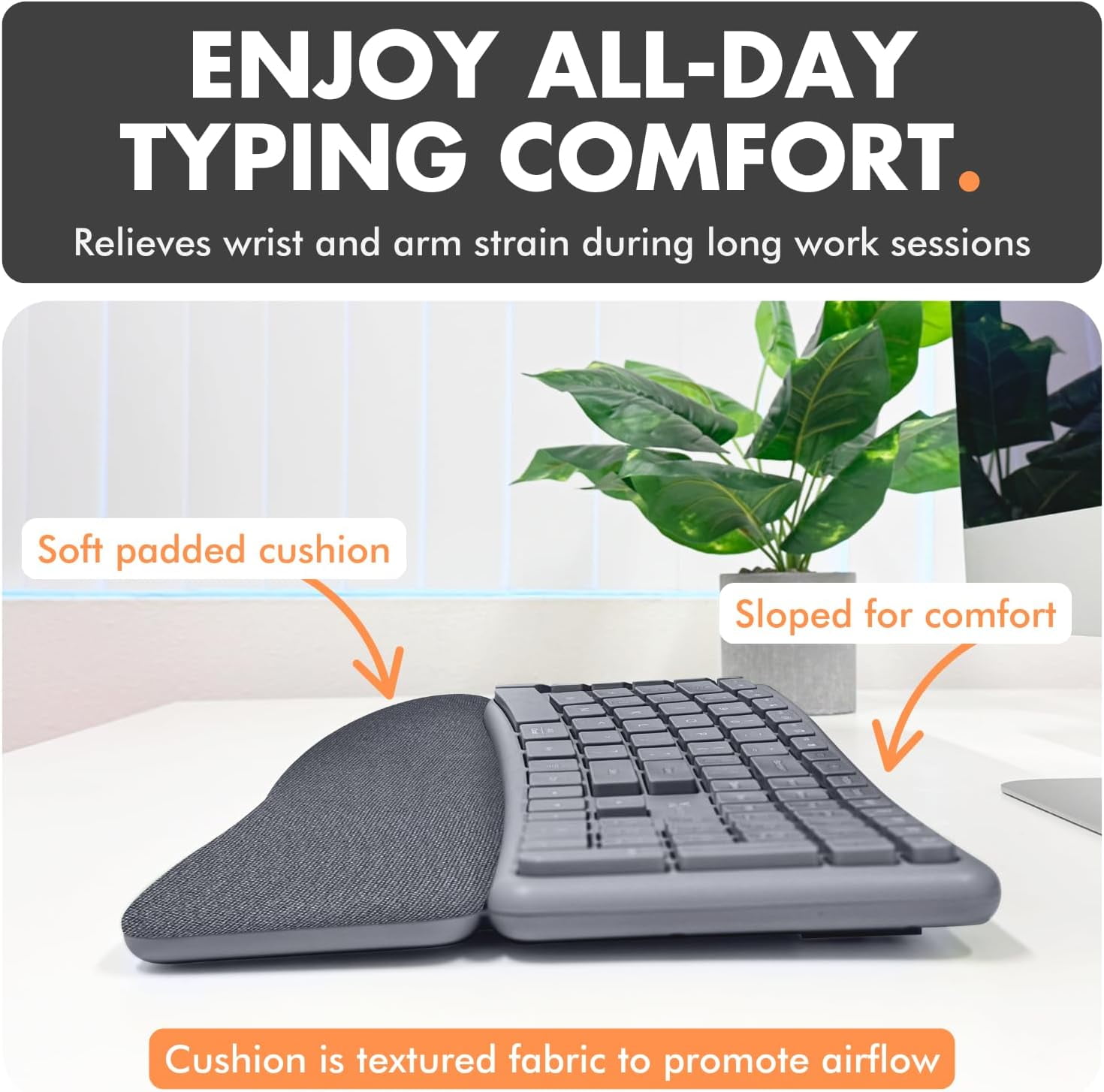 X9 Split Ergonomic Keyboard Mouse Wireless Combo - Type Comfortably - 2.4G/Bluetooth Ergo Keyboard Mouse Wireless, Silent Keys, Wrist Rest, Multi-Device, Rechargeable for Laptop, PC, Mac - Gray