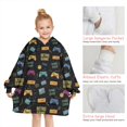 thumbnail image 6 of Colorful Games Retro Black Pattern Blanket Hoodies for Kids 6-13YR Oversize Wearable Blanket Hoodies for Boys Girls Teens, 6 of 7