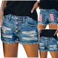 thumbnail image 2 of Women's Casual High Waisted Summer Denim Shorts Frayed Raw Hem Stretch Slim Fit Ripped Destroyed Jean Shorts, 2 of 7