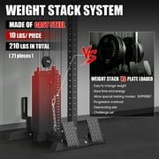 ميكولو كابل كروس آلة، لات سحب أسفل آلة مع 210 LBS الوزن المكدس، الجدار الخيالة برج البكرة مع 33 المواقف نظام البكرة المزدوجة، لات Pulldown كابل التدريب معدات اللياقة البدنية الصالة الرياضية المنزلية