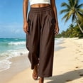 thumbnail image 6 of CQONEPT Wide Leg Pant for Womens Elastic Waist Elastic Waist Crop Pants Casual Flowy Loose Fit Trousers with Pocket Brown XL, 6 of 6